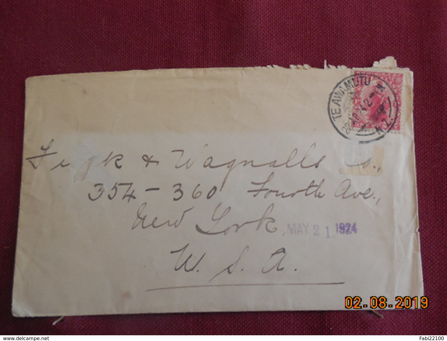 Lettre De 1924 à Destination De New York - Briefe U. Dokumente