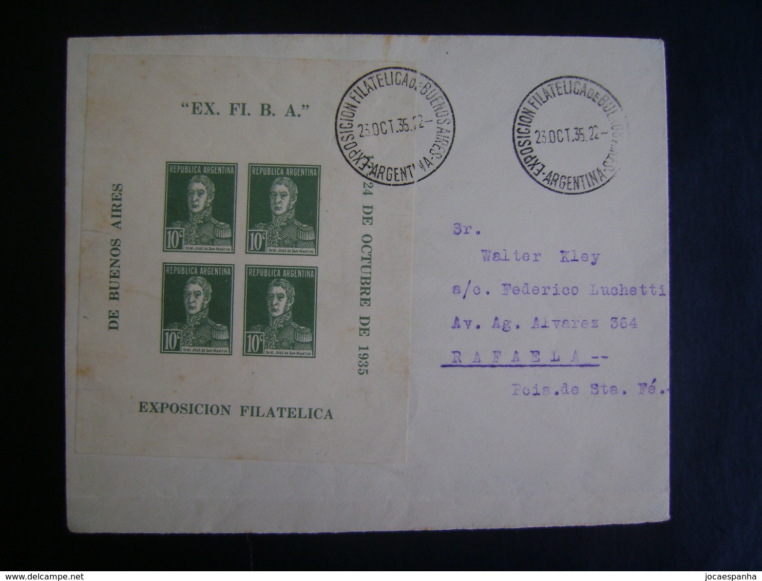 ARGENTINA - LETTER SENT WITH BLOCK OF "BUENOS AIRES PHILATELIC EXHIBITION" IN 1935 IN THE STATE - Covers & Documents