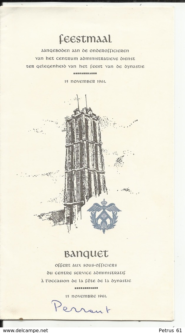 Militaria - Menu Pour Le Banquet Offert Aux Sous-officiers Du Centre Administratif - Fête De La Dynastie 15-11-1961 - Menus