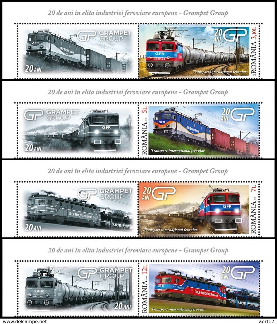 ROMANIA, 2019, RAILWAY INDUSTRY, Locomotives, Transport, Set Of 4 + Label, MNH (**); LPMP 2236 - Unused Stamps