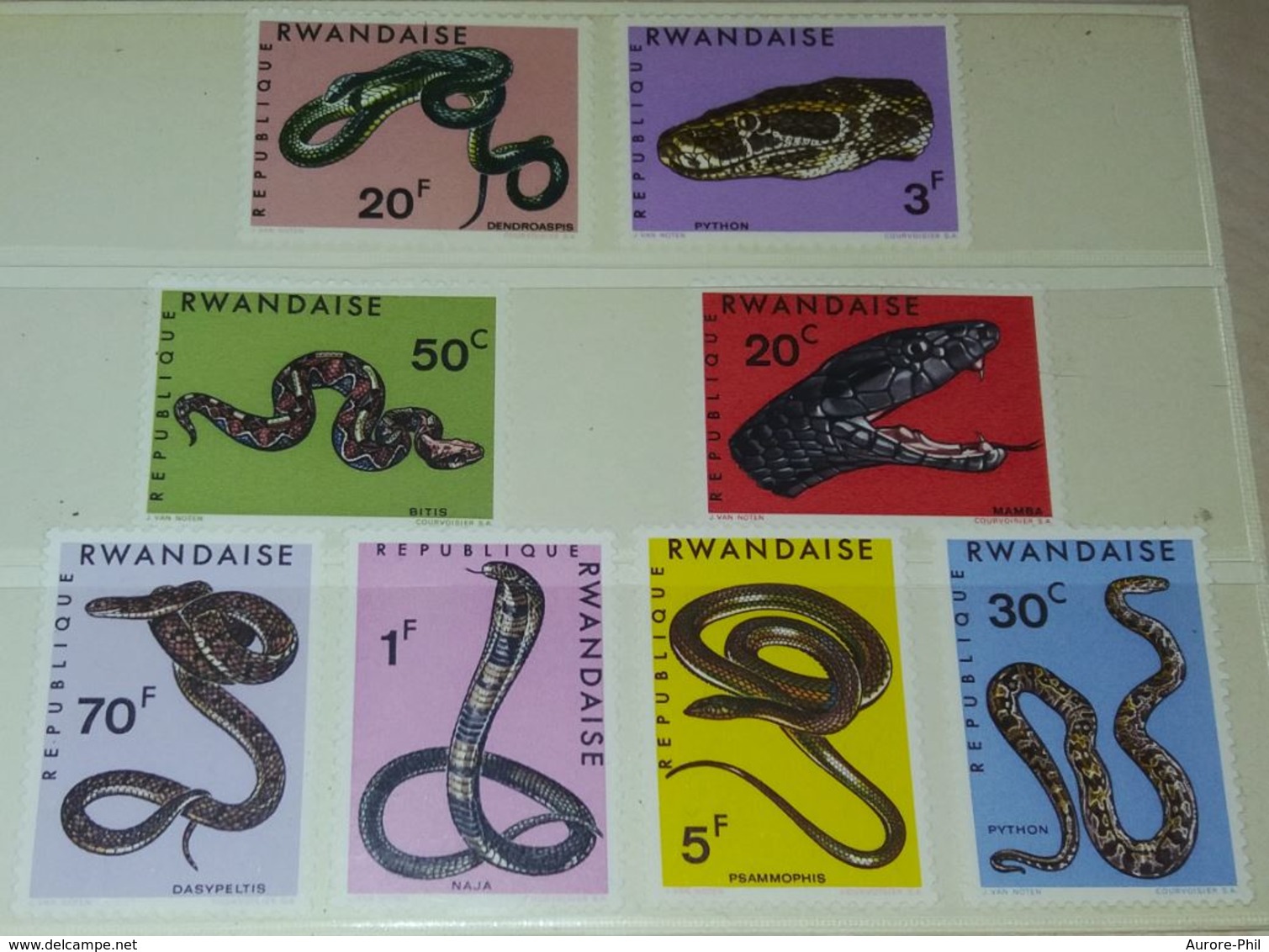 Timbres 191/198 Rwanda Reptiles Serpents 1967 - Serpents