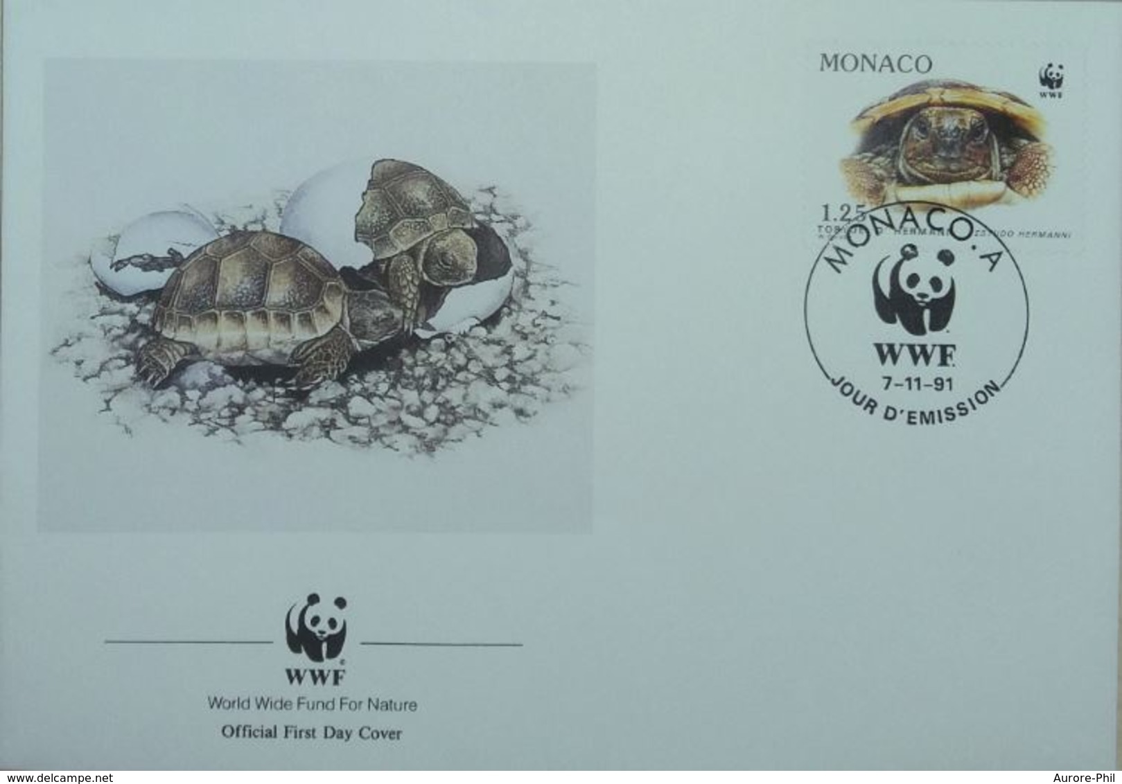 FDC WWF Monaco 1991 Tortues D'Hermann (Tortue Des Maures) - Tortues