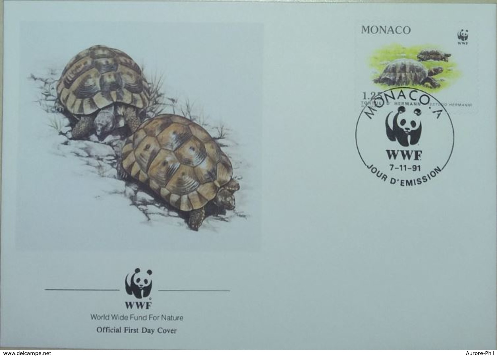 FDC WWF Monaco 1991 Tortues D'Hermann (Tortue Des Maures) - Tortues