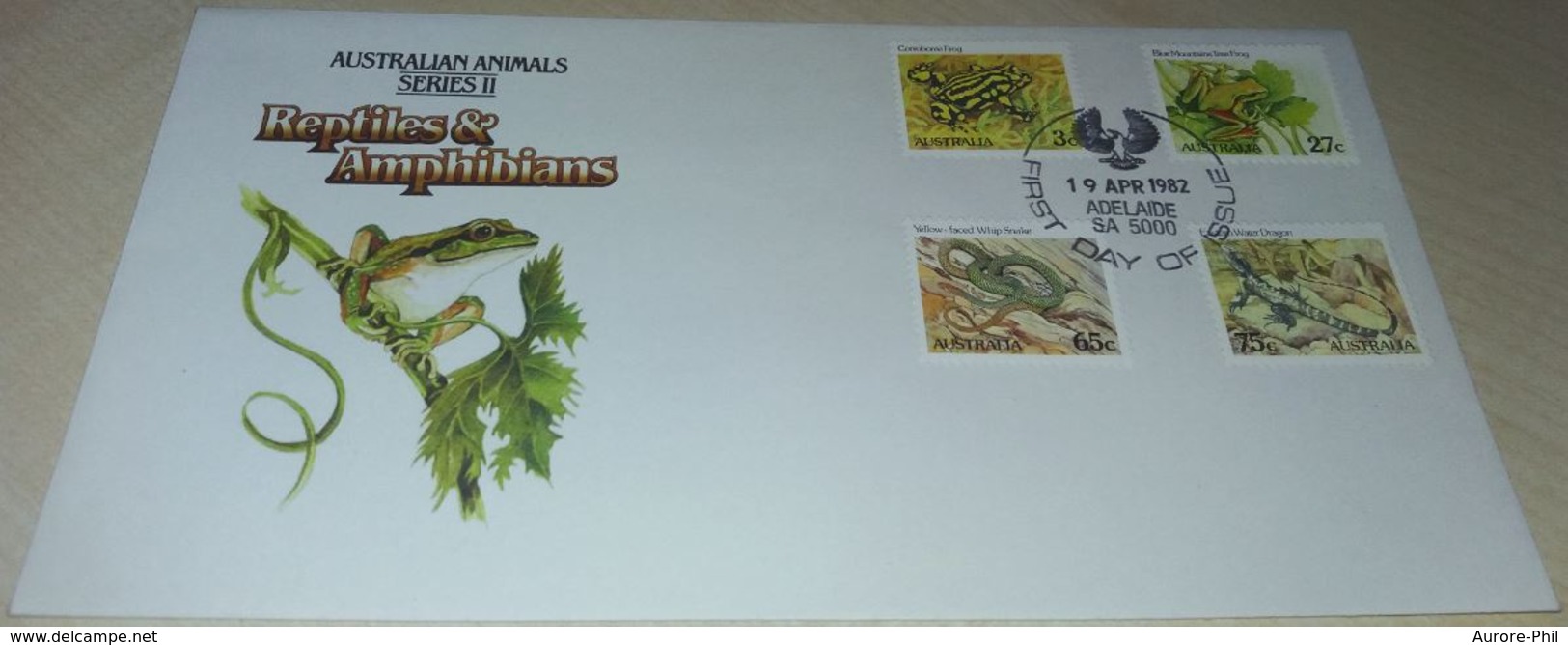 Australia 1982 Reptiles And Amphibians (Frog , Snake, Eastern Water Dragon/Grenouille, Serpent, Dragon D'eau Australien) - Serpents