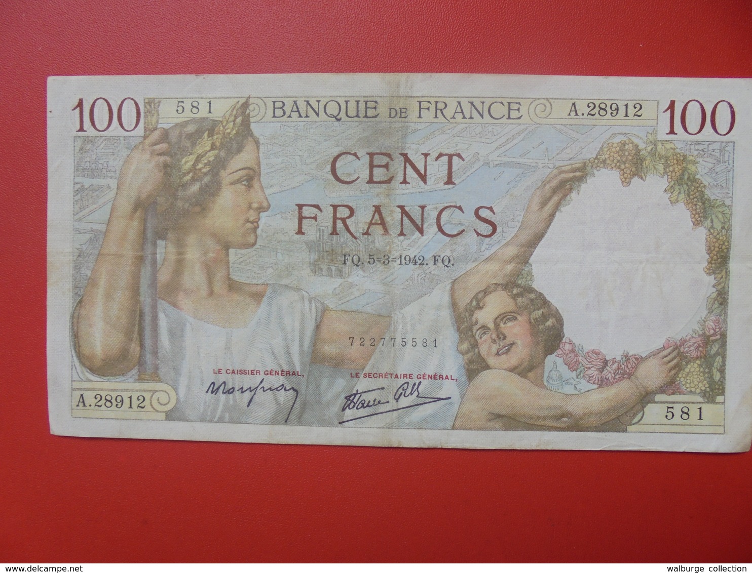 FRANCE 100 FRANCS 5-3-42 CIRCULER (B.5) - 100 F 1939-1942 ''Sully''