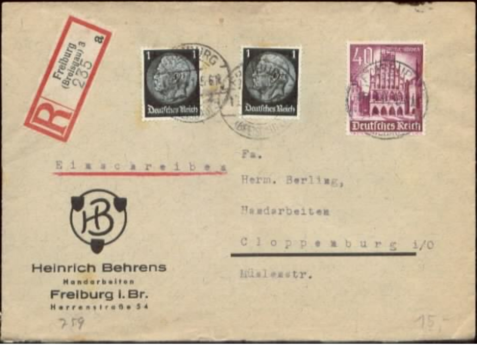 12107 DR R-  Brief  WHW Freiburg - Cloppenburg 1941 - Briefe U. Dokumente