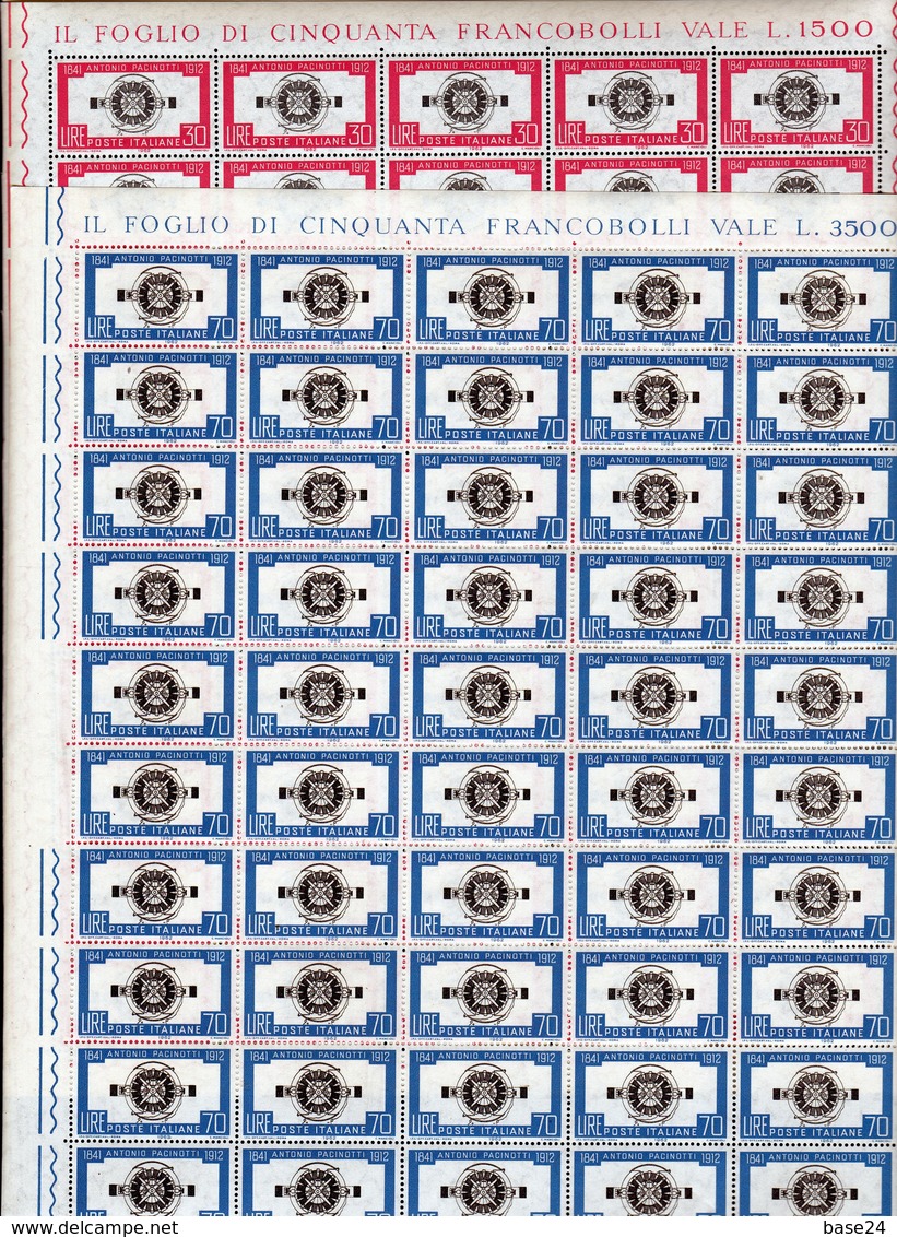 1962 Italia Italy Repubblica PACINOTTI 50 Serie Di 2v. Foglio MNH** Sheets - Hojas Completas