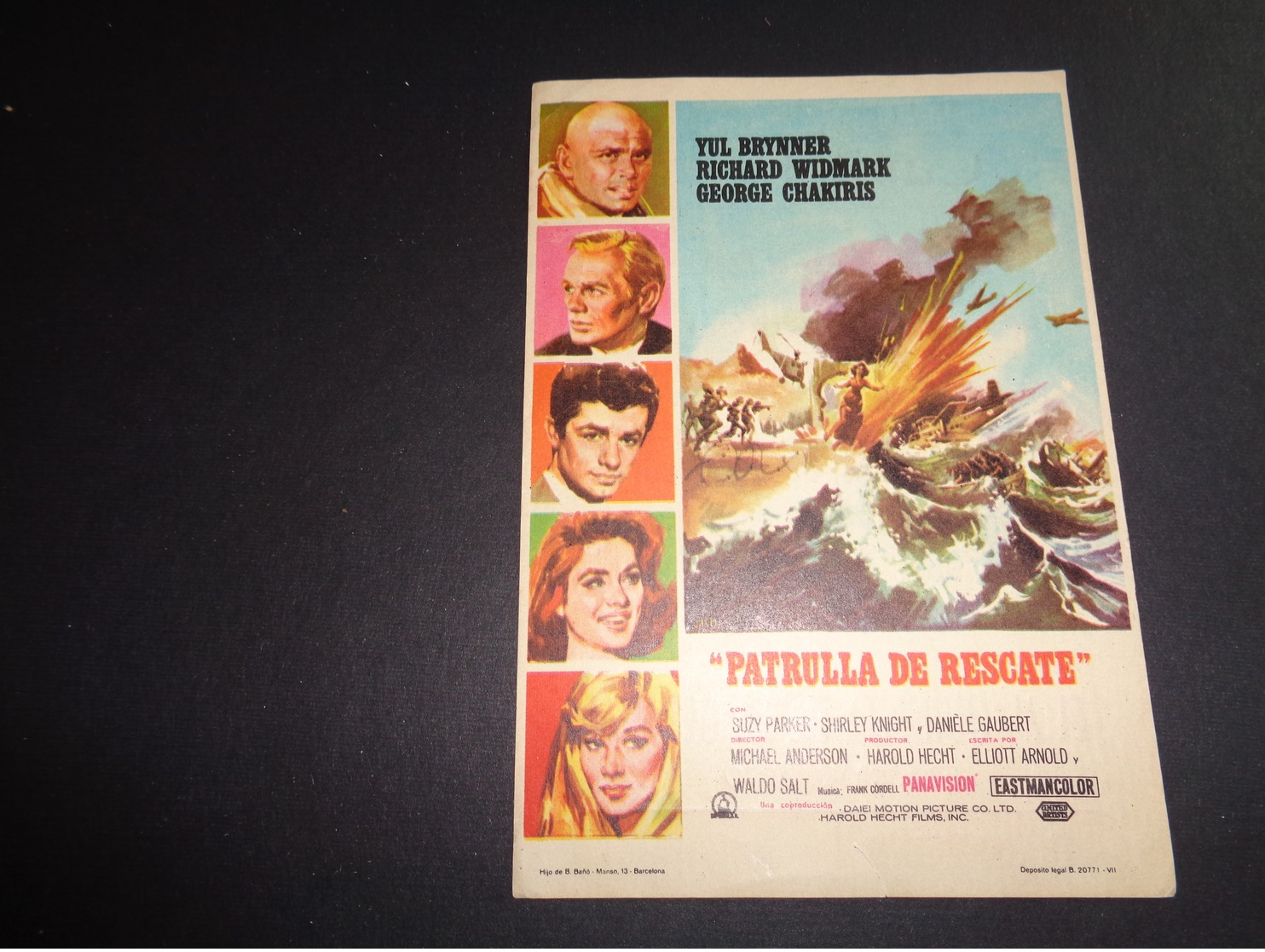 Artiste ( 254 )  Acteur - Affichette Espagnol Cinéma  Ciné Espagne  Espana  :  Yul Brynner  Richard Wildmark - Publicidad