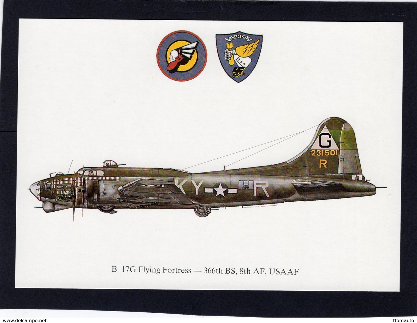 B-17G Flying Fortress  -  366th BS, 8th AF, USAAF  -  CPM - 1939-1945: 2ème Guerre