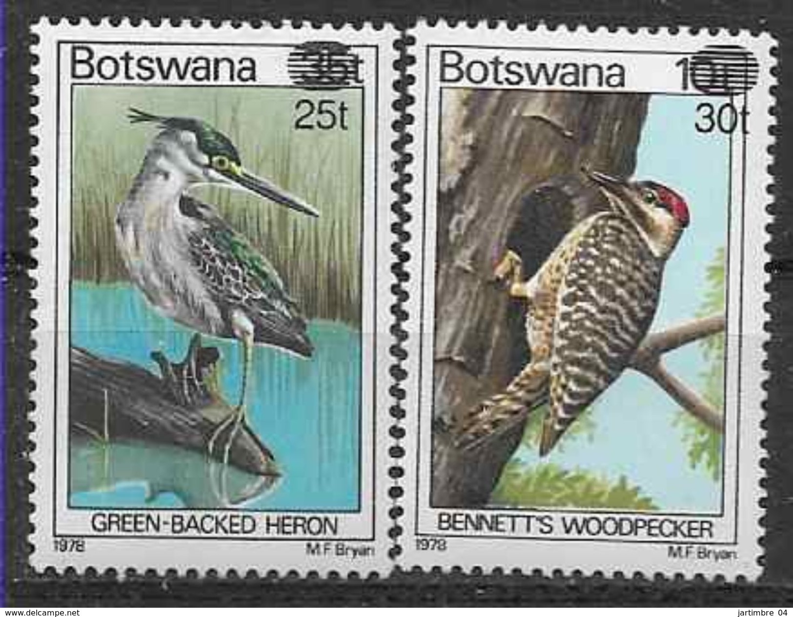 1981 BOTSWANA 441-42** Oiseaux, Surchargé - Botswana (1966-...)