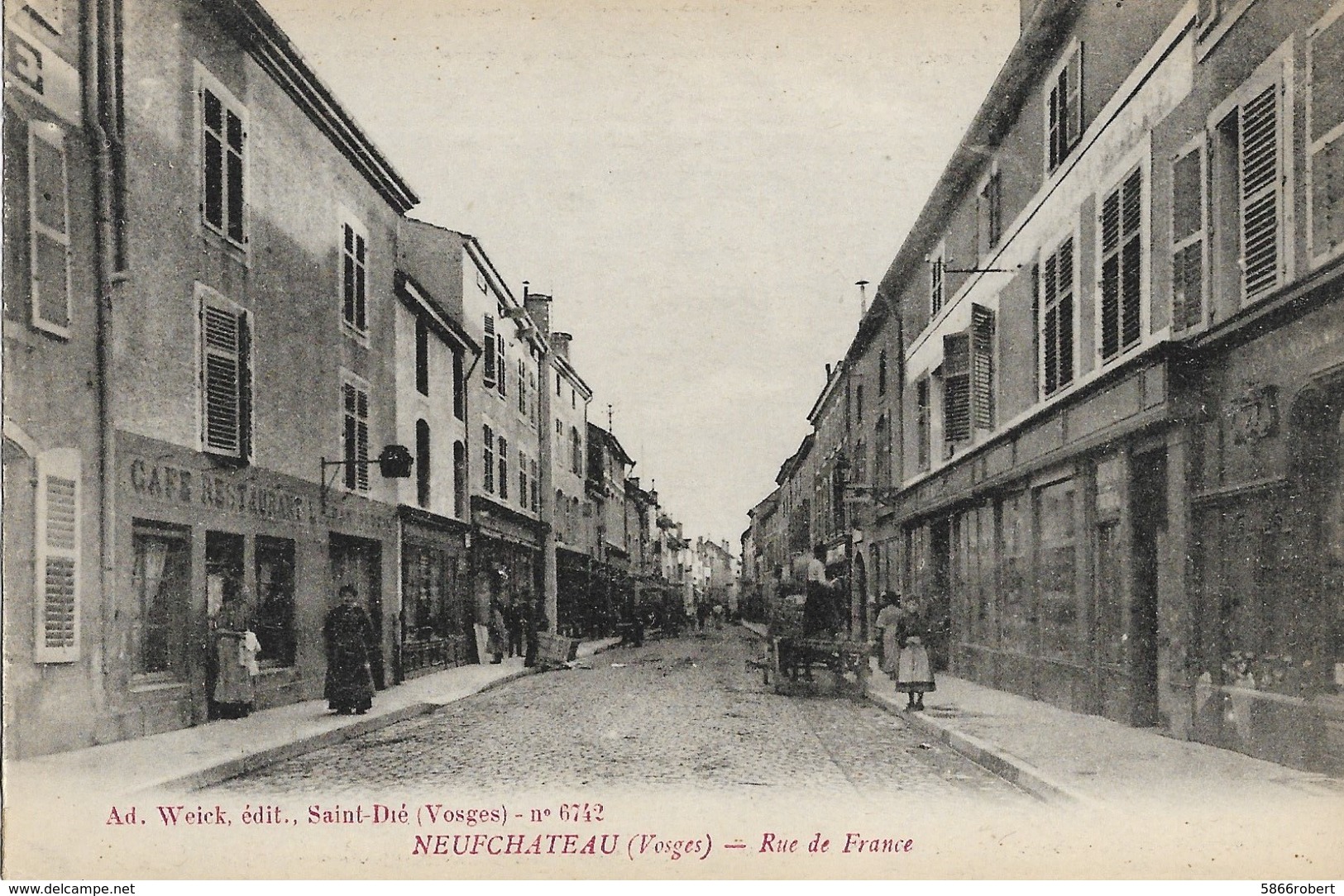 CARTE POSTALE ORIGINALE ANCIENNE : NEUFCHATEAU LA RUE DE FRANCE   ANIMEE VOSGES (88) - Neufchateau