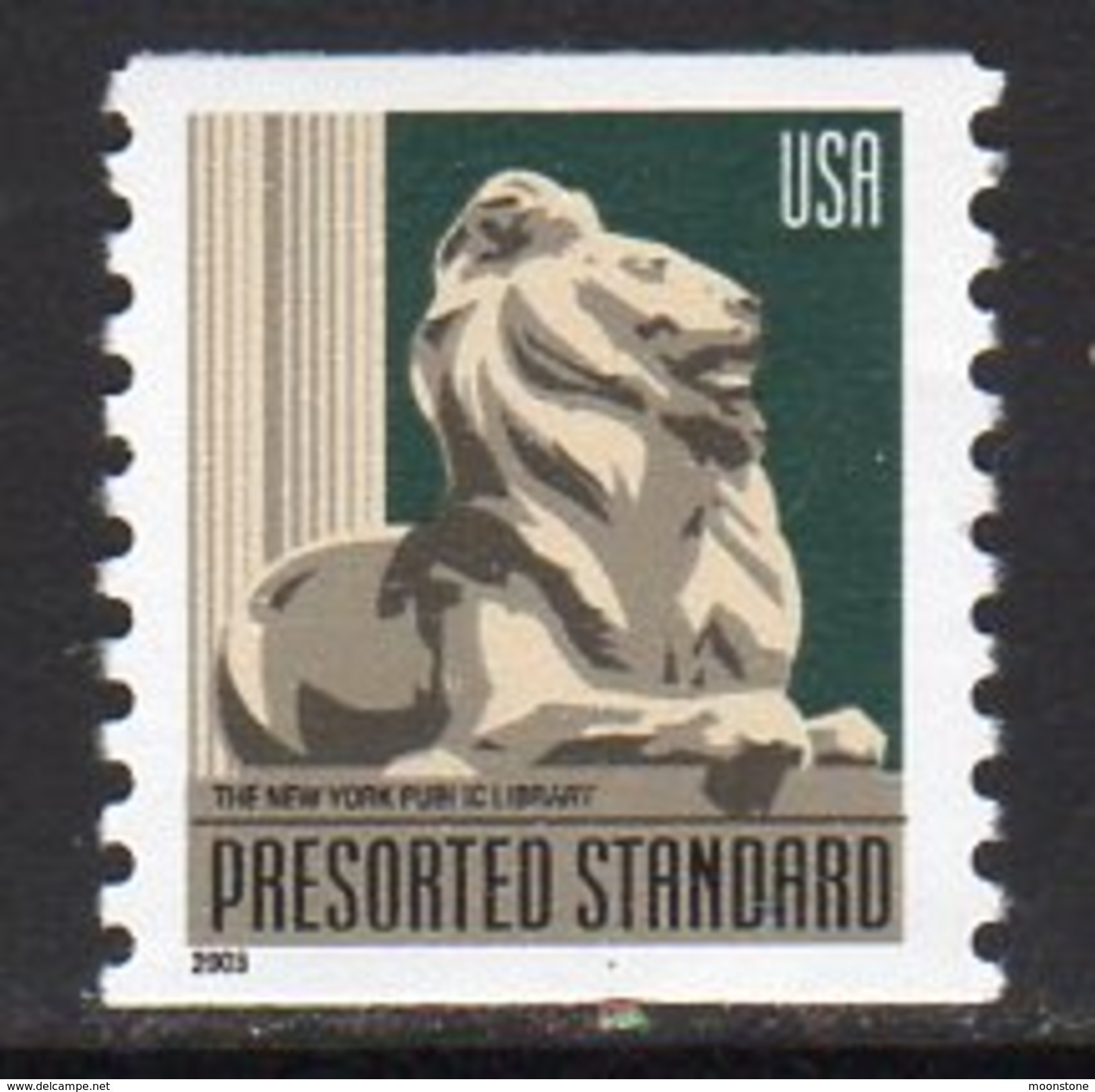 USA 2000 Lion Statue, New York, Definitive Coil Stamp, P.10, MNH (SG 3879a) - Unused Stamps