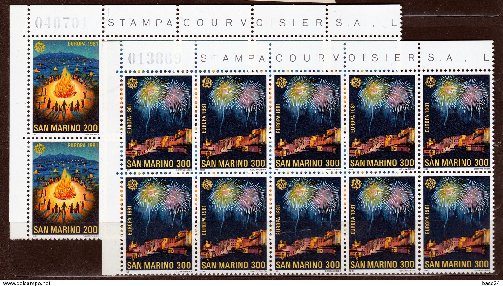 1981 San Marino Saint Marin EUROPA CEPT EUROPE 10 Serie Di 2v. Blocco MNH** - 1981