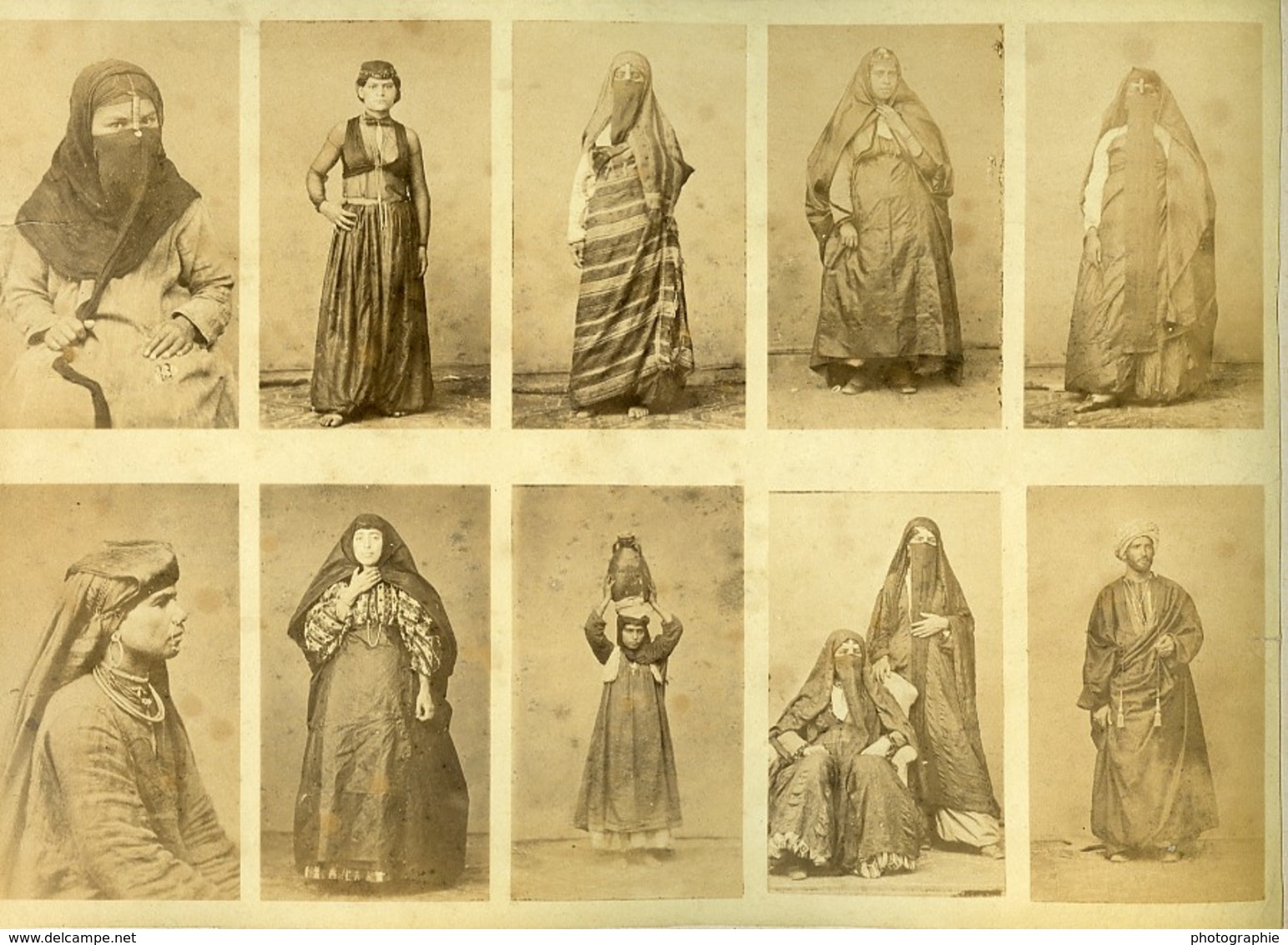Egypte Portraits Féminins Costume Traditionnel & Canal De Suez Ancienne Photo 1890 - Alte (vor 1900)