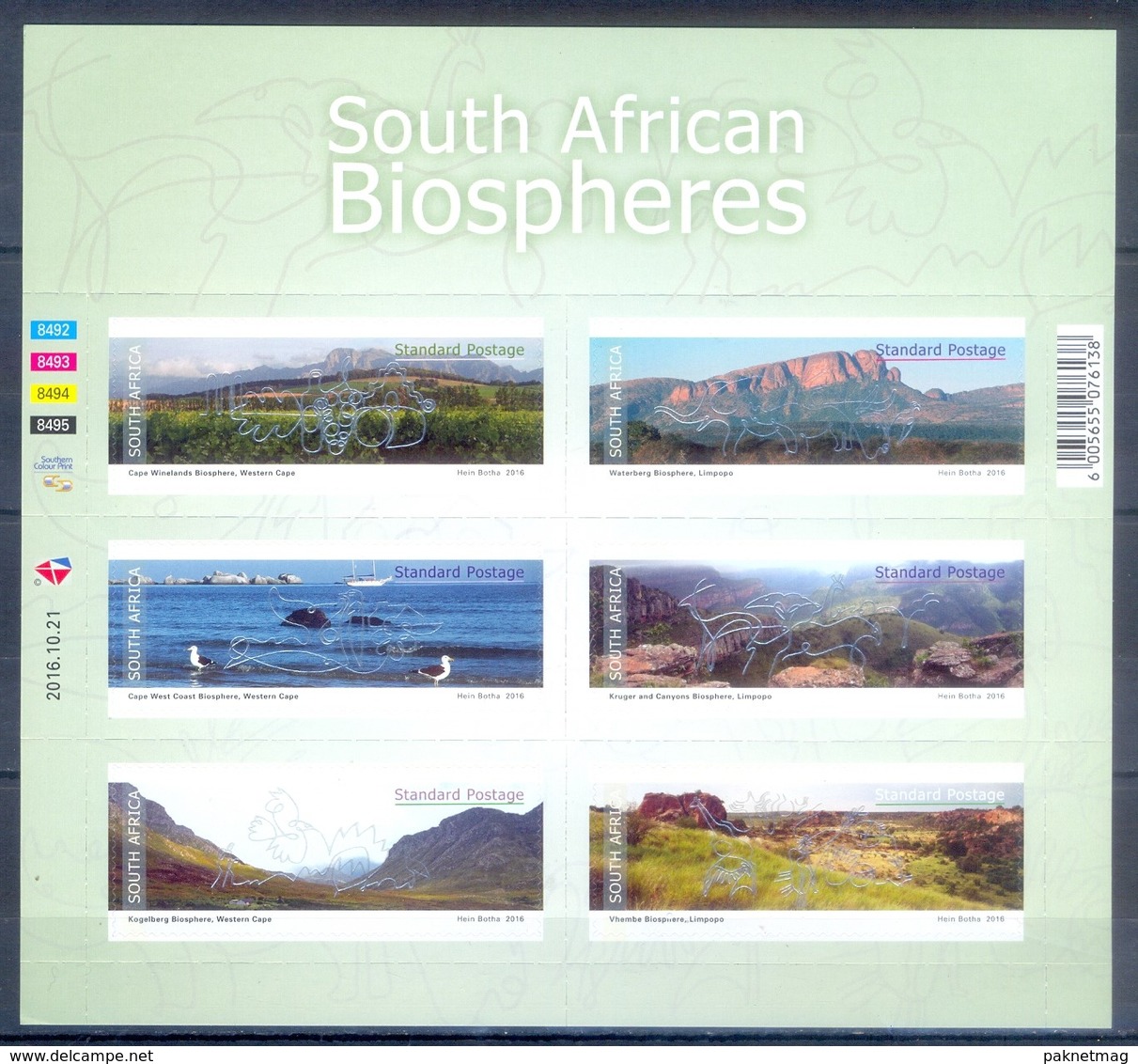 B44- South Africa 2016 Biospheres. Plants. Tree. Animals. Self Adhesive Stamps. - Ongebruikt