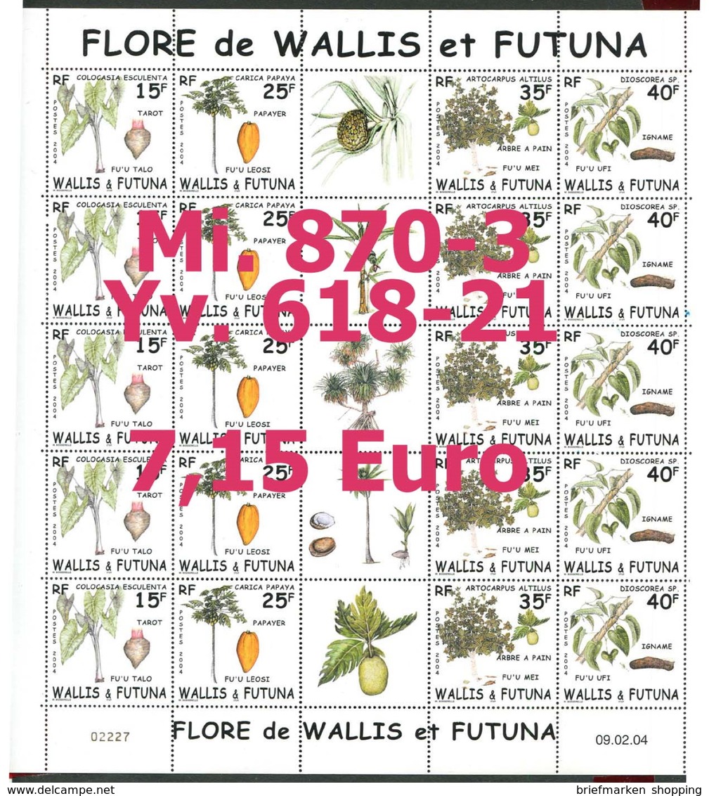 Wallis & Futuna 2004 - Michel 870-873 Im Kleinbogen / MF -  ** Mnh Neuf Postfris - (Yvert 618-621) - Ungebraucht