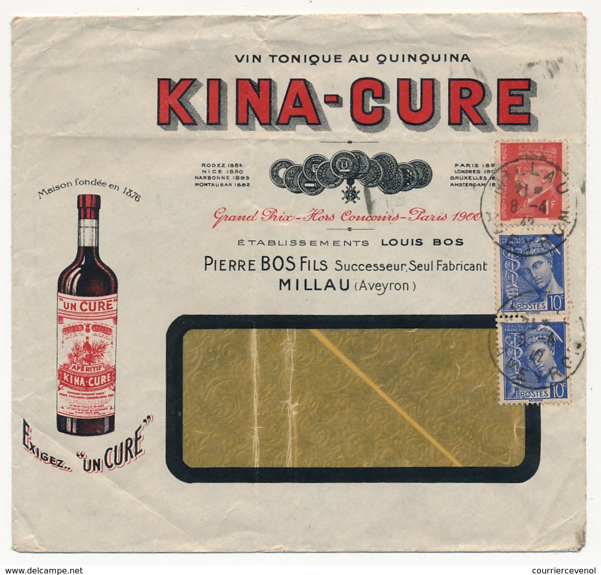 FRANCE - Trois Enveloppes Publicitaires "KINA-CURE" (Vin Au Quinquina) 1942 Et 1935 - Deux Différentes - 1941-42 Pétain