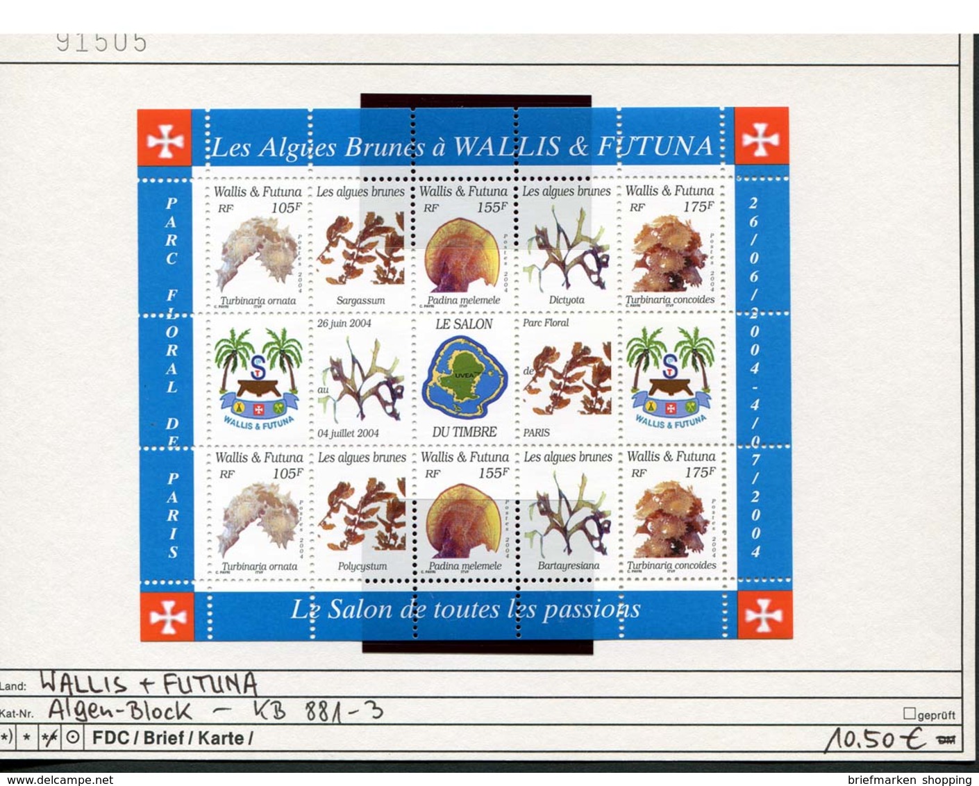 Wallis & Futuna 2004 - Michel 881-883 Im Kleinbogen / MF -  ** Mnh Neuf Postfris - Algen - Nuevos