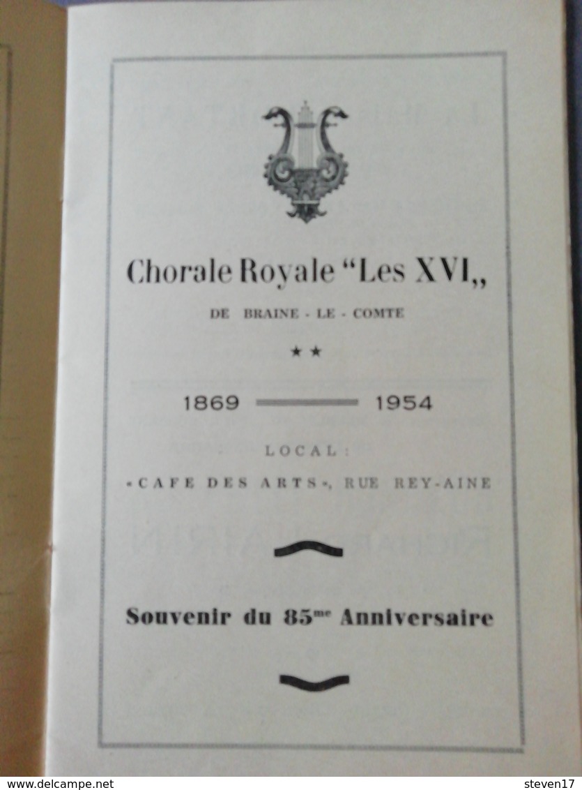 BRAINE-LE-COMTE Chorale Royale Des XVI "Au Petit Bonheur" Programme 1954 Avec Nombreuses Publicités Commerces - Belgien