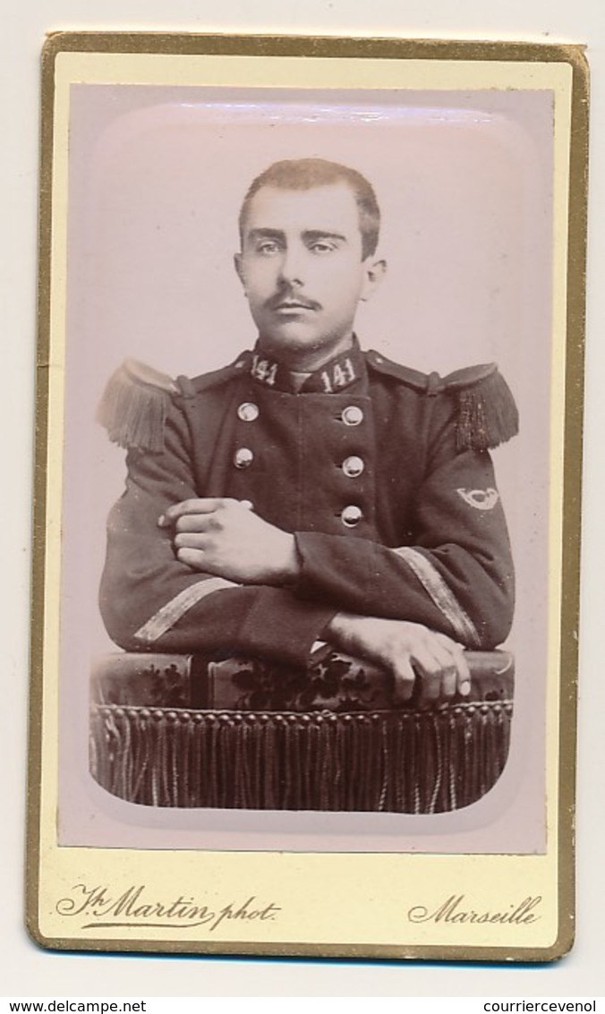 FRANCE - Marseille - Photographie CDV Militaire Du 141e Chasseurs - JH MARTIN, Phot. Marseille 2 Cannebière - War, Military