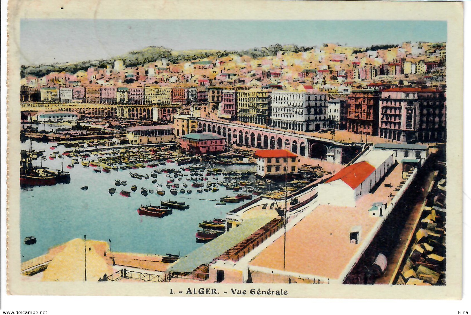 CARTE POSTALE ALGERI 1935 VIAGGIATA DA ALGERI A TRIESTE SENZA FRANCOBOLLI - Algeri