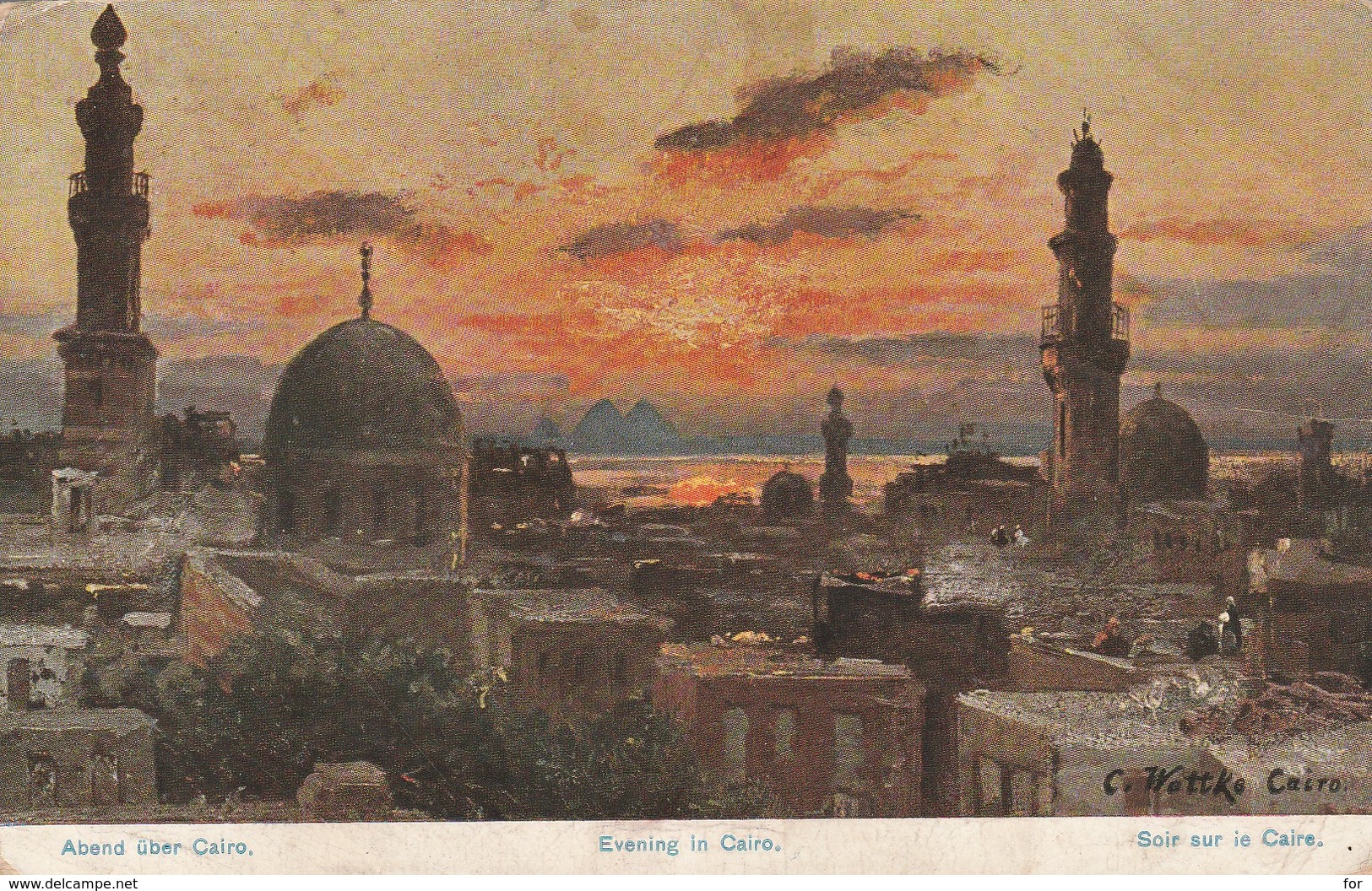 égypte : LE CAIRE : Soir Sur Le Caire - Evening In Cairo ( Illustration Colorisée ) - Cairo