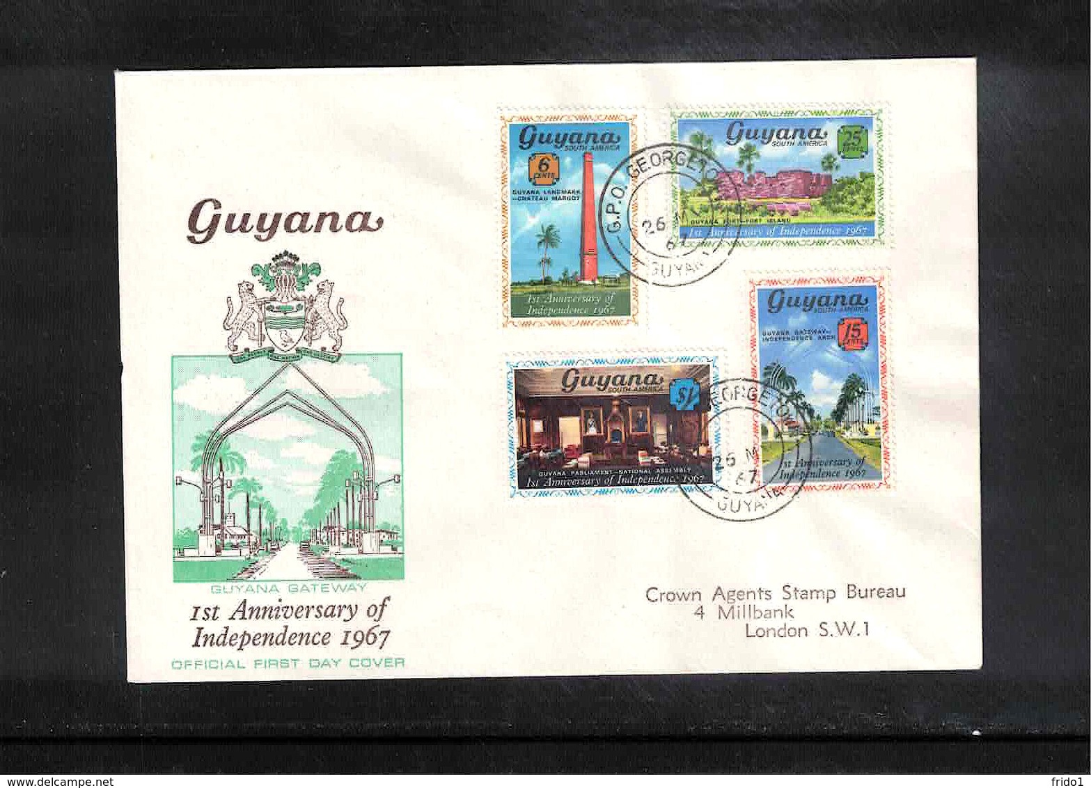 Guyana 1967 1st Anniversary Of Independence FDC - Guyana (1966-...)