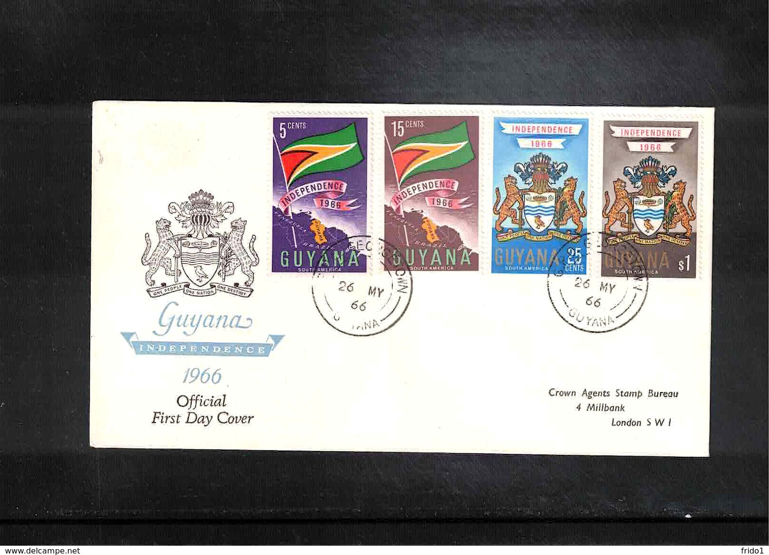 Guyana 1966 Independence - Coat Of Arms+ Flag Of Guyana FDC - Covers