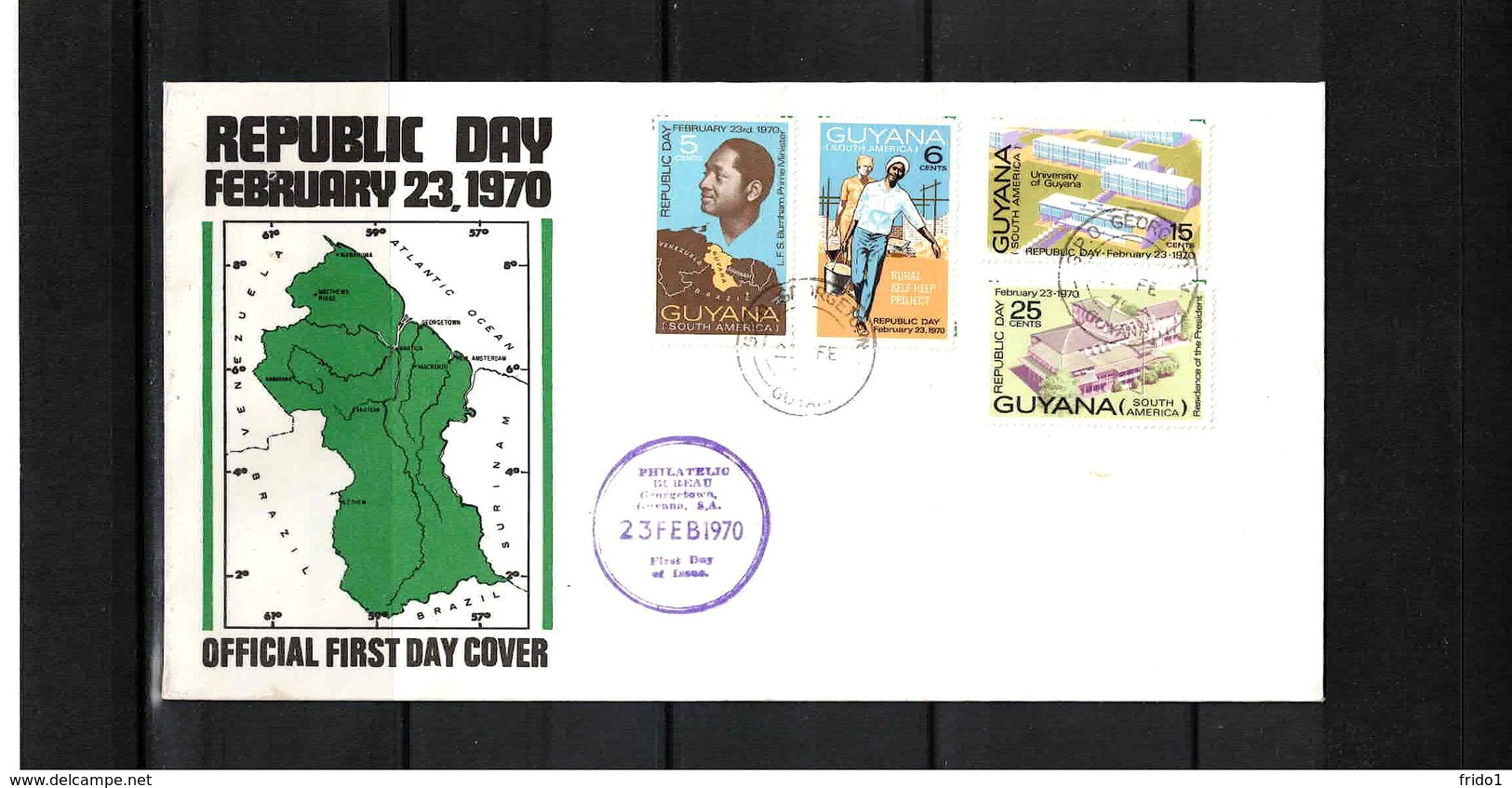 Guyana 1970 Republic Day FDC - Guyana (1966-...)