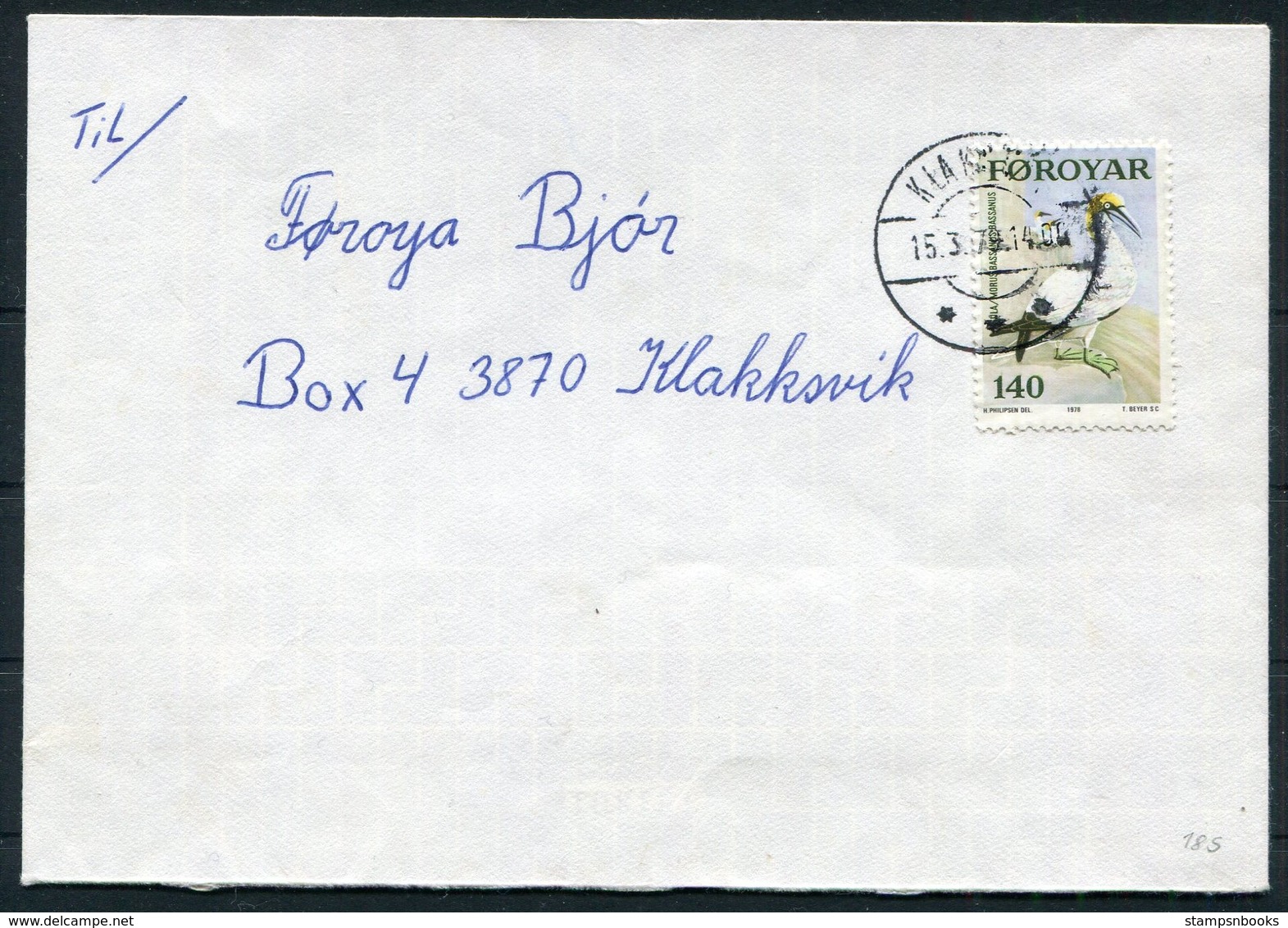 1978 Faroe Islands 140 Ore Bird Klaksvik Cover - Faroe Islands