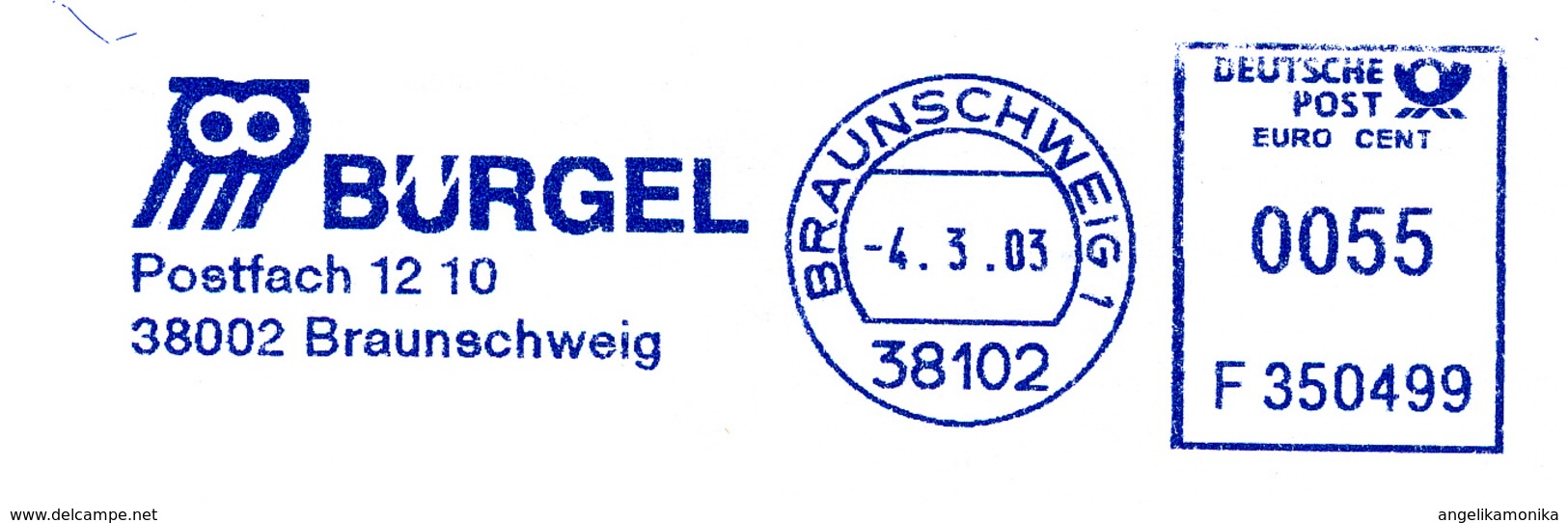 Freistempel 7541 Eule Bürgel Inkasso - Maschinenstempel (EMA)