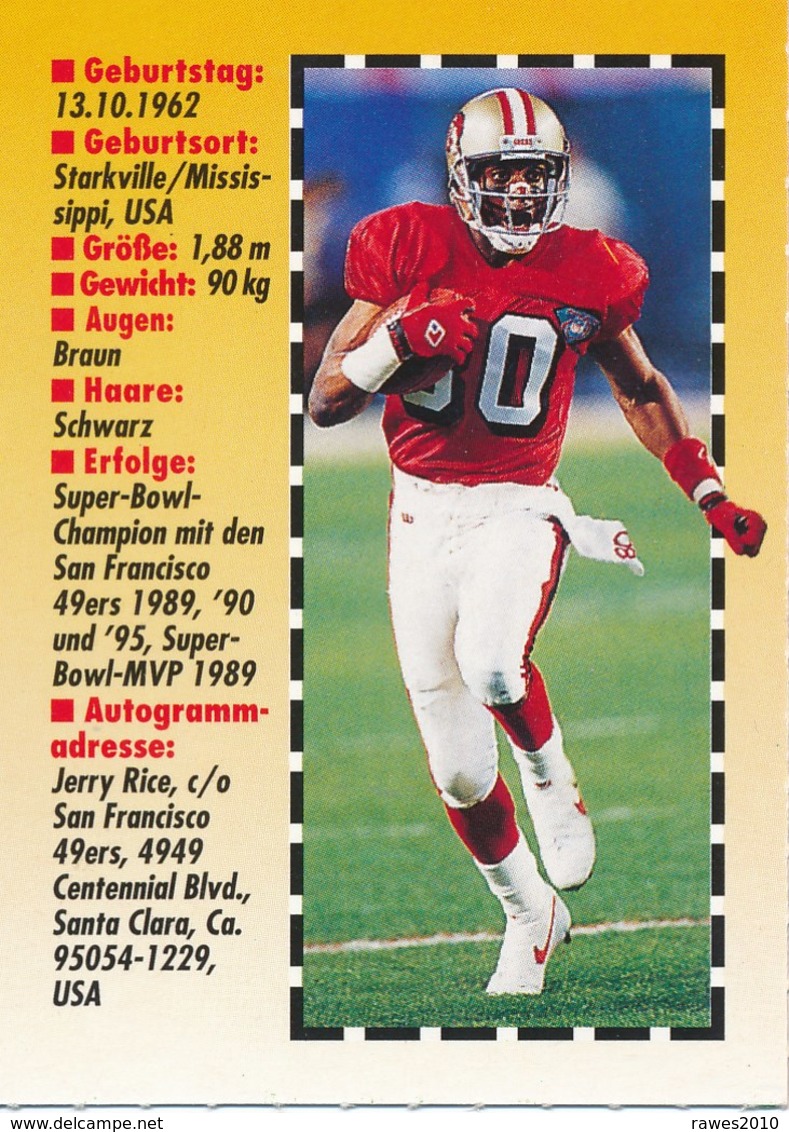 USA Jerry Rice American Football - Sammelbild Aus Den 90-ziger Jahren - Sport