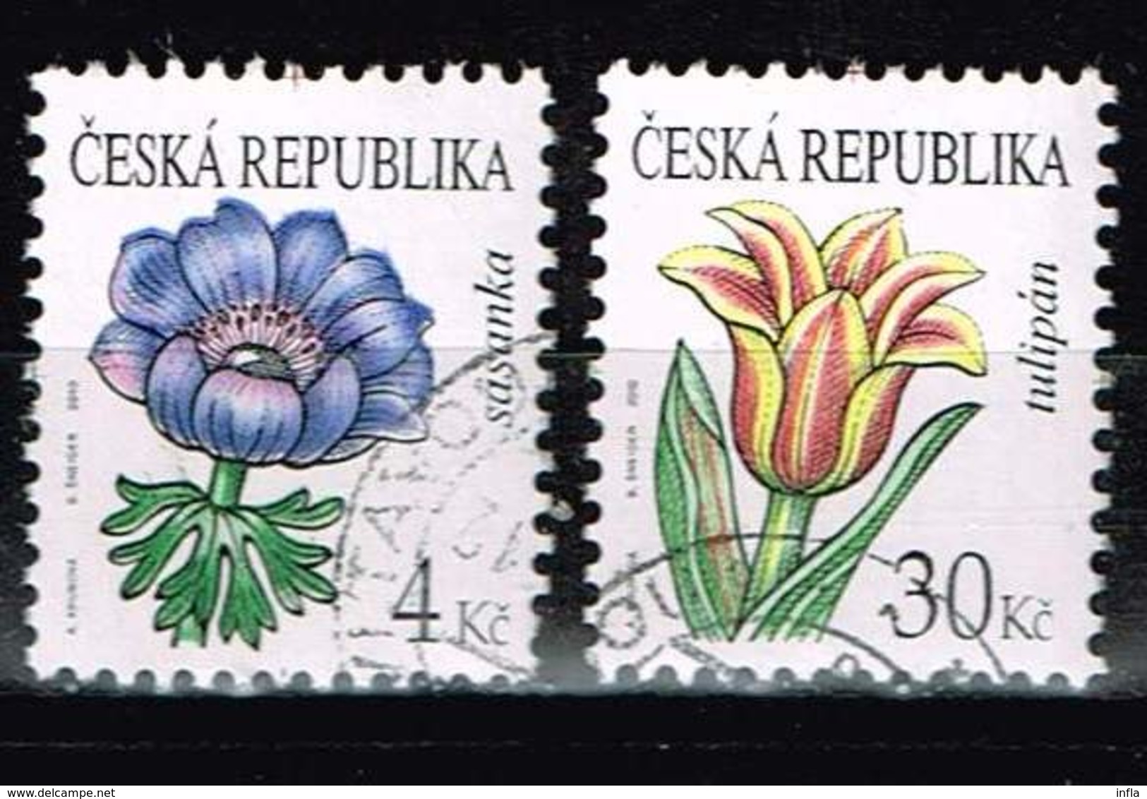 Tschechien 2010, Michel# 650 - 651 O Flowers: Anemone/ Tulip - Used Stamps