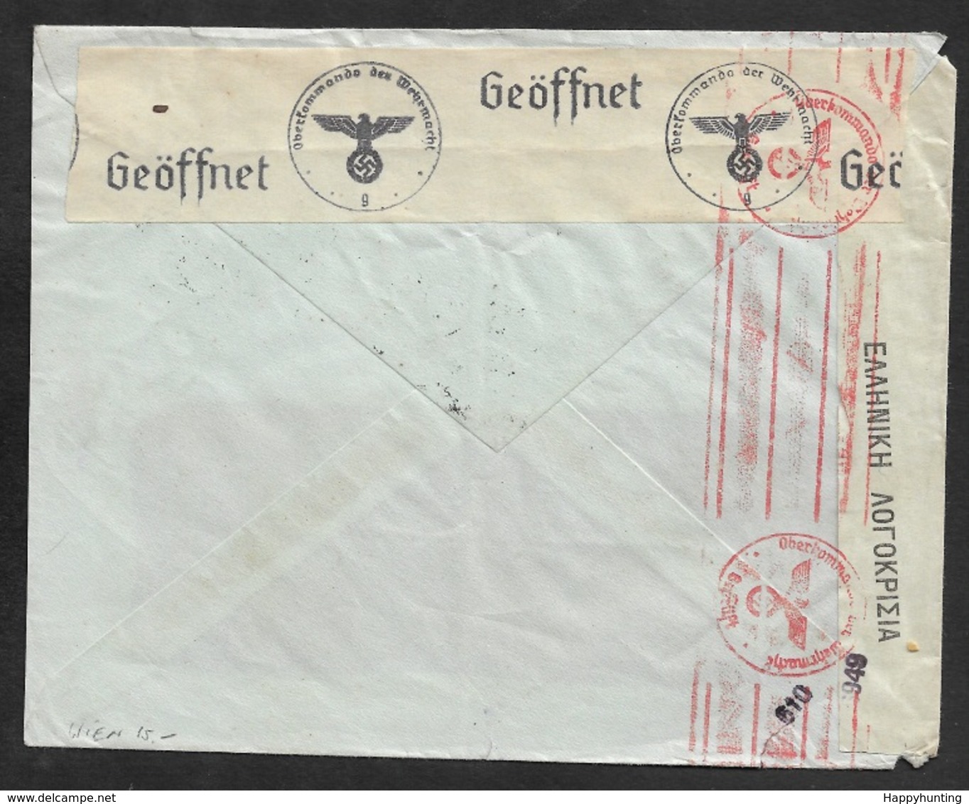 1941 - Zensurpostbeleg Griechenland Doppelzensur Griechenland Deutschland - OKW Wien (g) WWII - GREECE WWII Multi Censor - Briefe U. Dokumente