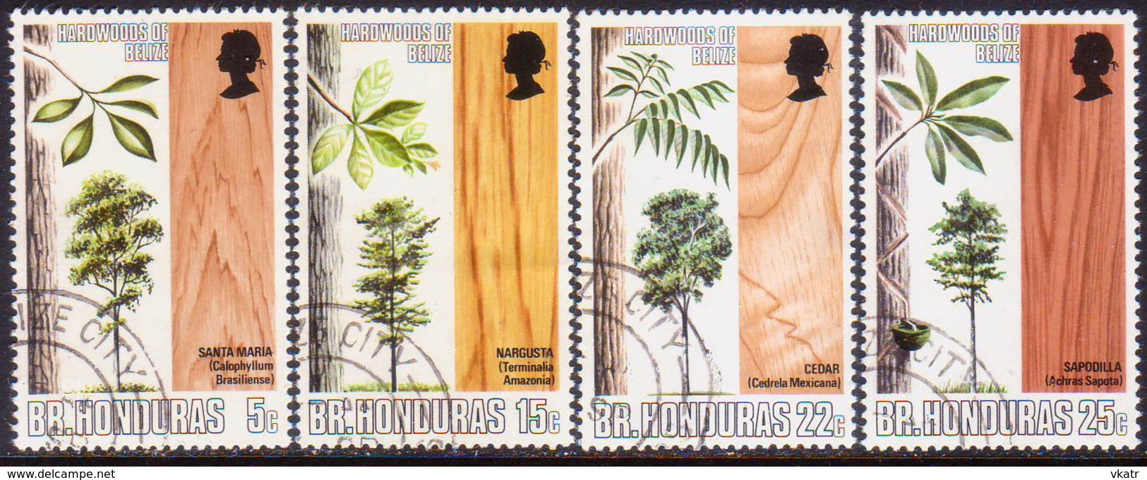 British Honduras 1970 SG #291-94 Compl.set Used Indigenous Hardwoods(2nd Series) - British Honduras (...-1970)