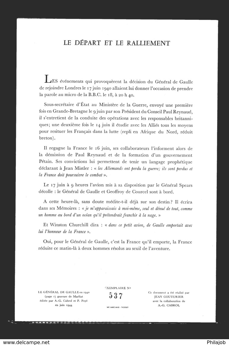 Rareté " HOMMAGE A DE GAULLE : 30 ANS DE L'APPEL DU 18 JUIN 1940 " Sur Encart 4 Pages N°té. Parfait état Voir Les Scans - De Gaulle (Général)