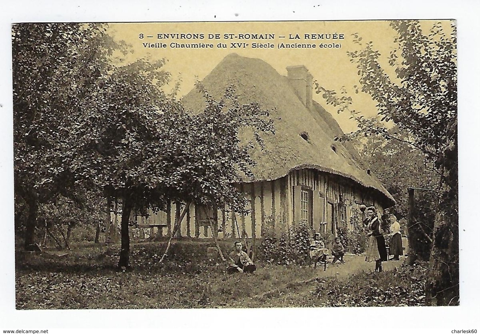 CPA - 76 - Saint Romain De Colbosc - La Remuée - Vieille Chaumière - École - Carte Glacée - Saint Romain De Colbosc