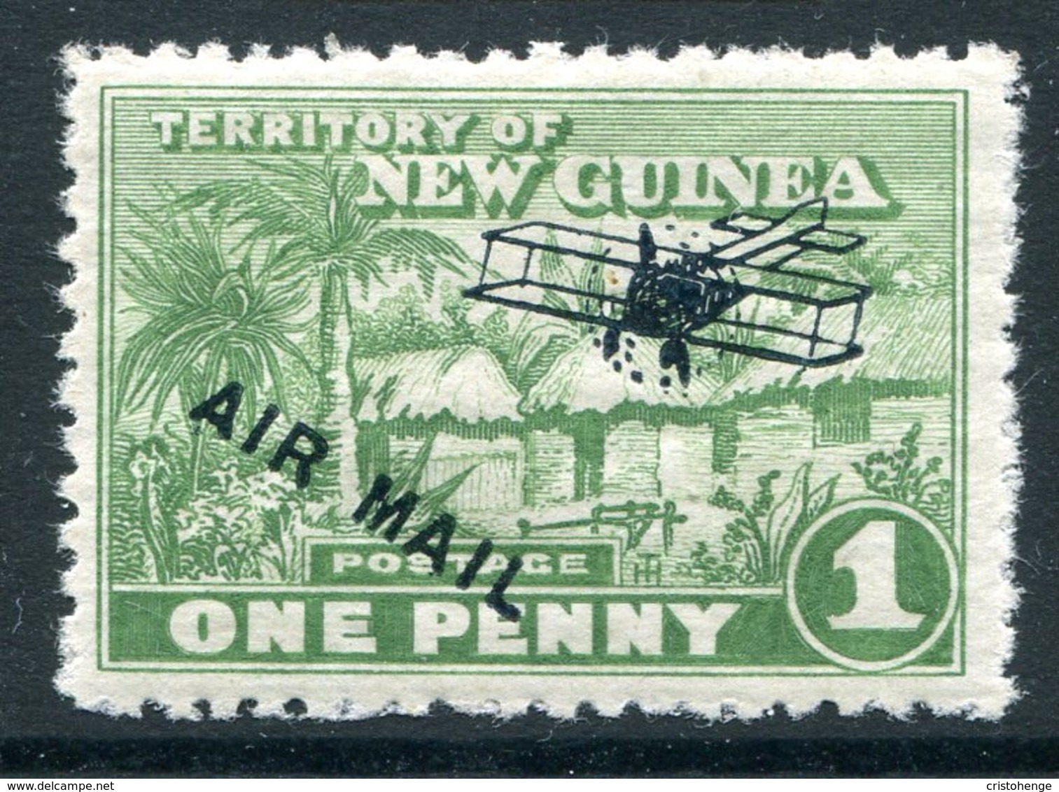 New Guinea 1931 Huts - Airs - 1d Green HM (SG 138) - Papua-Neuguinea