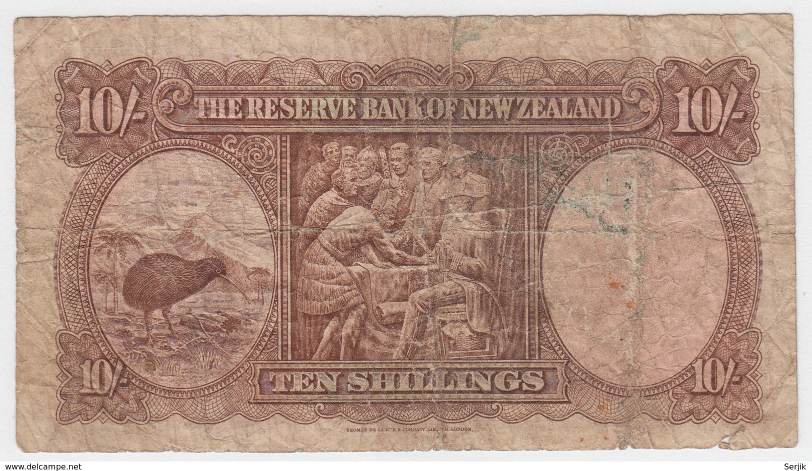 New Zealand 10 Shillings 1940-55 G-VG Banknote Pick 158a 158 A - Nueva Zelandía