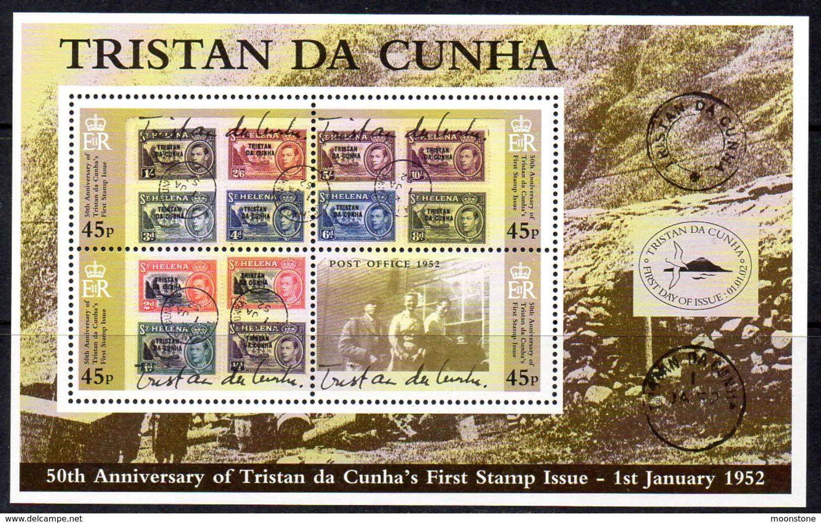 Tristan Da Cunha 2002 50th Anniversary Of 1st Stamp Issue MS, MNH, SG 739 - Tristan Da Cunha