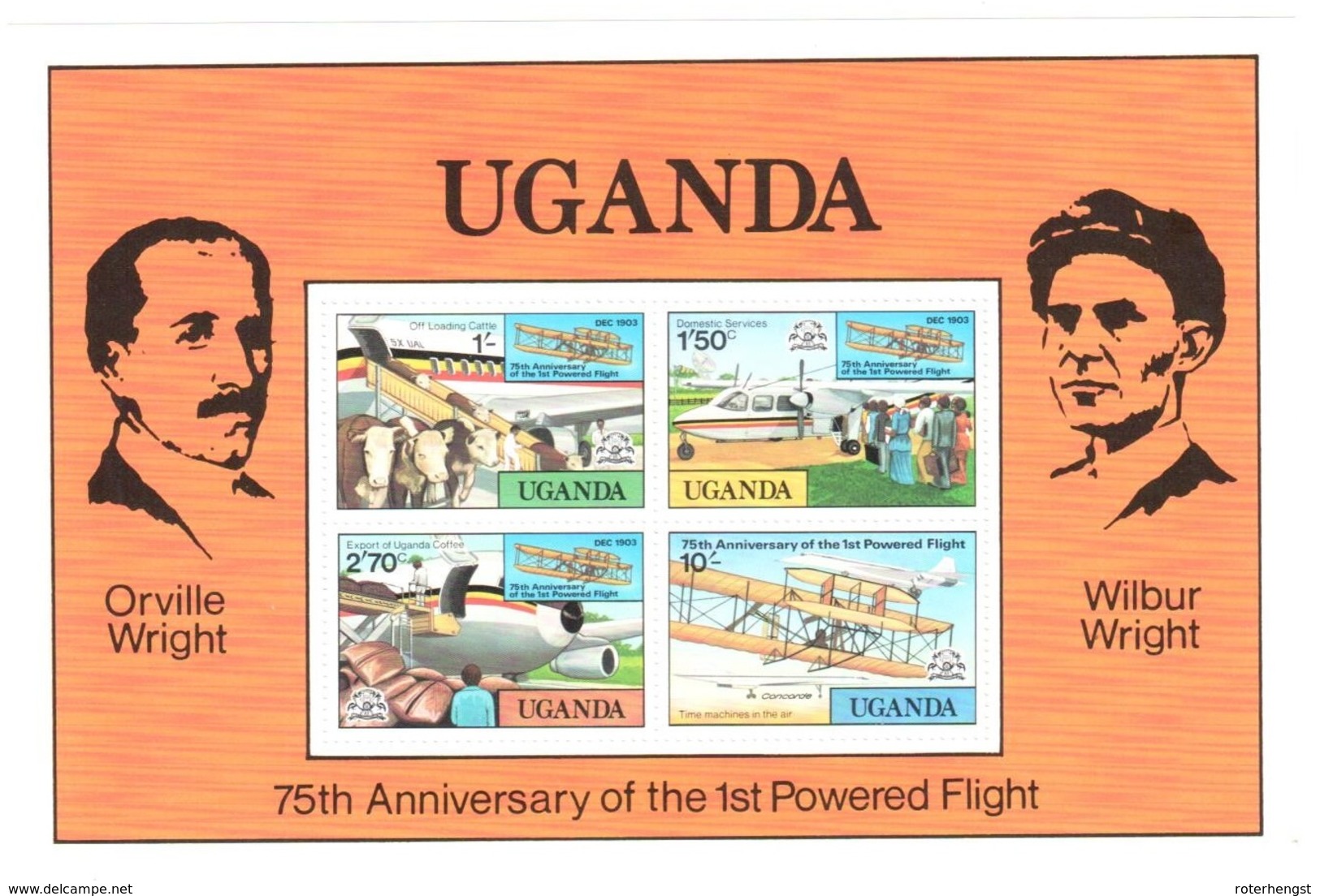 Uganda Sheet Mnh ** Wright Brothers Airplane Avion 1978 - Uganda (1962-...)