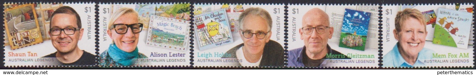 AUSTRALIA, 2019, MNH, CHILDREN'S BOOKS, WRITERS,5v - Fairy Tales, Popular Stories & Legends