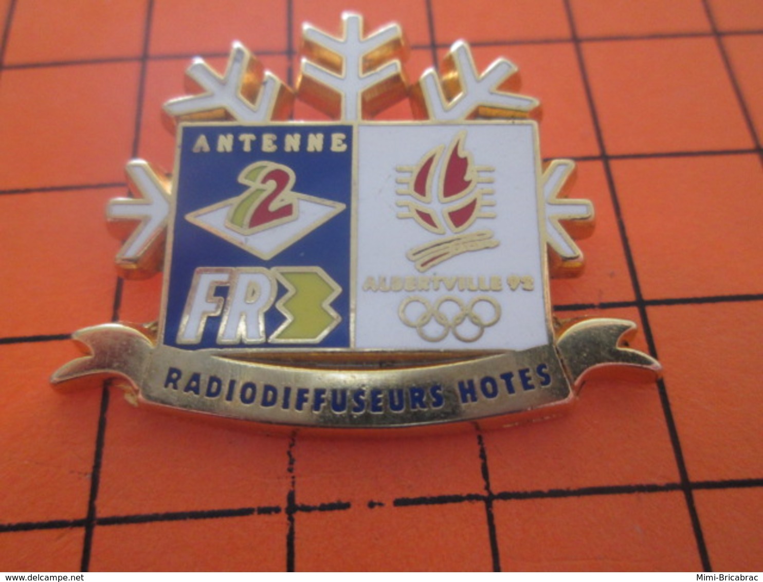 116c  PIN'S PINS / Rare Et De Belle Qualité ! / Thème : JEUX OLYMPIQUES / ALBERTVILLE 92 ANTENNE 2 FR3 RADIODIFFUSEURS O - Jeux Olympiques