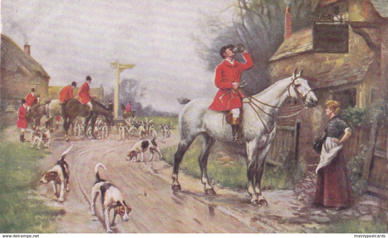 AS72 Sports - Fox Hunting - The Meet In A Village - Artist Signed - Hunting