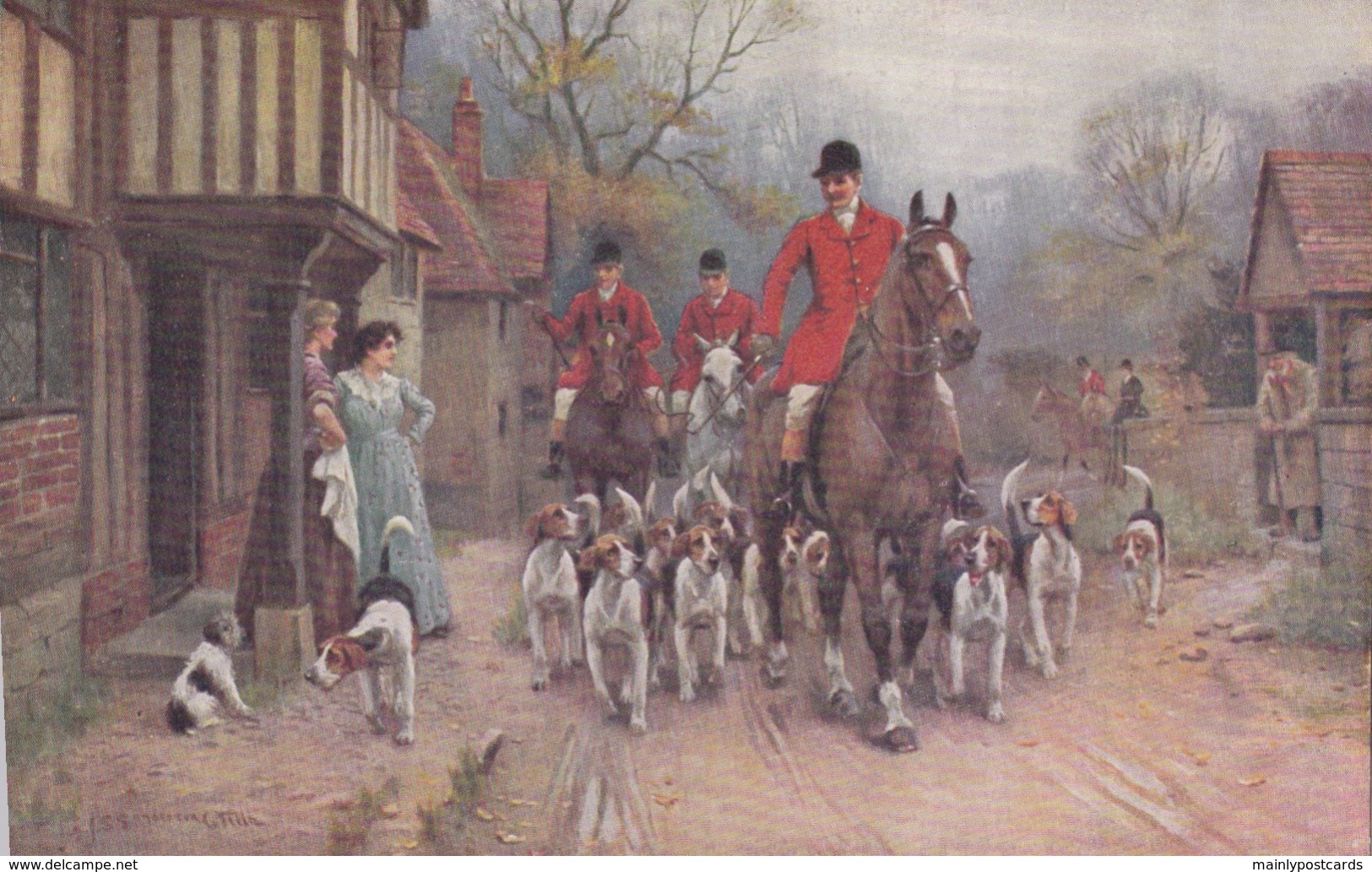 AS72 Sports - Fox Hunting - Passing Through A Village - Artist Signed - Hunting