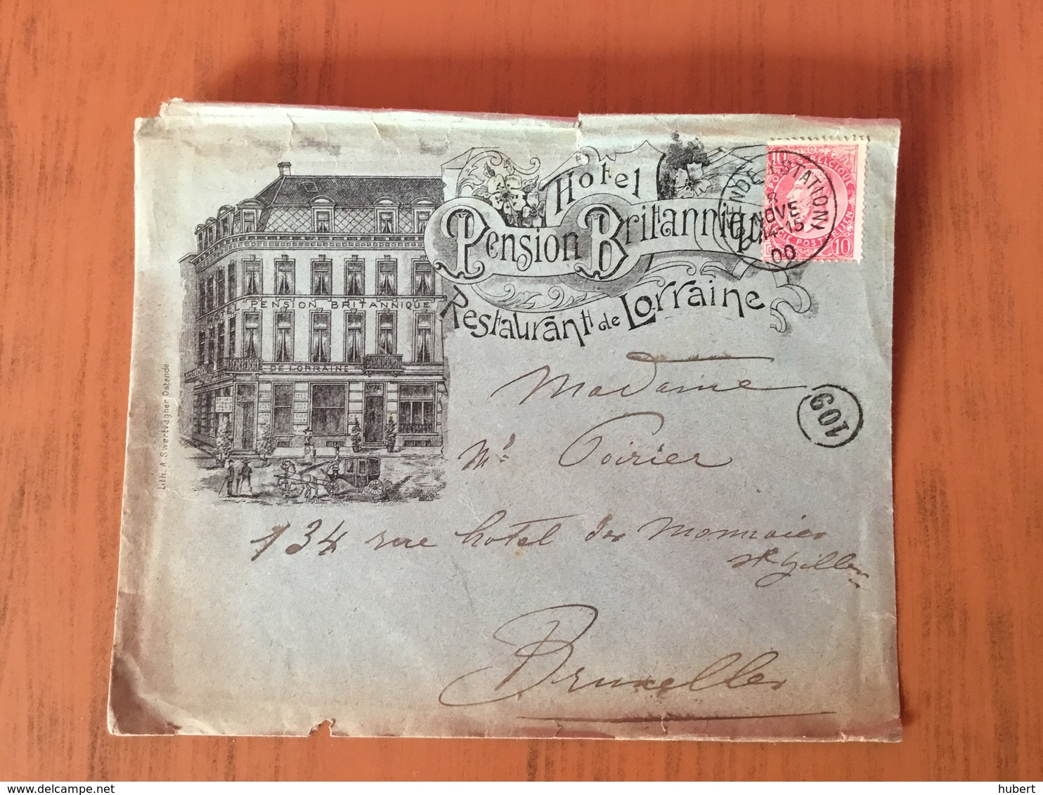 Enveloppe Publicitaire.Hotel Pension Britannia à Ostende 1900 - Zonder Classificatie