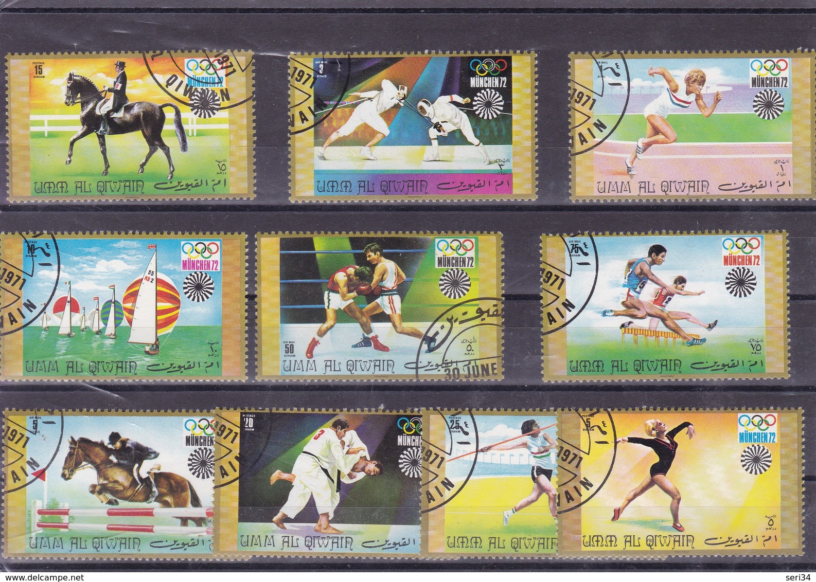 UMM AL QUIWIN : JO De MUNICH : Y&T : Lot De 10 Timbres Oblitérés - Umm Al-Qiwain