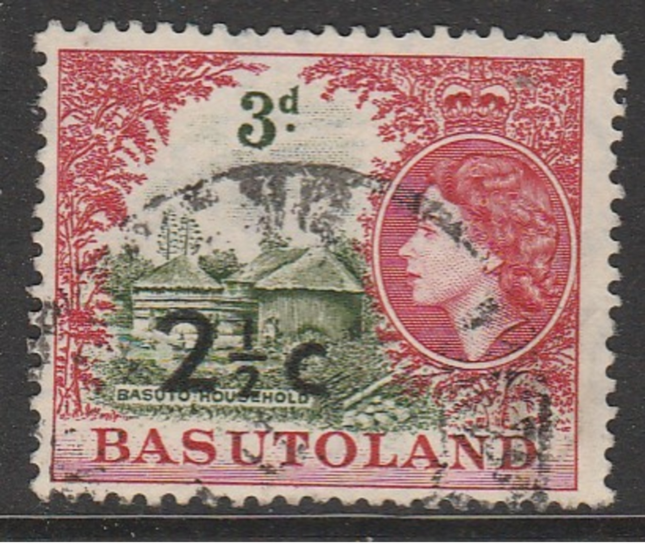 Basutoland 1961 Numbers 46-56 Surcharged  2½ C Carmine/green SW 64 O Used - 1933-1964 Kolonie Van De Kroon