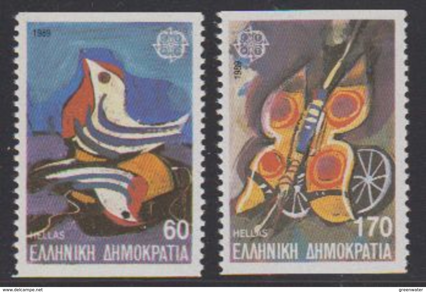Europa Cept 1989 Greece 2v From Strip Of 5 (partly Imperf.) With Number On Backside ** Mnh (43985) - 1989
