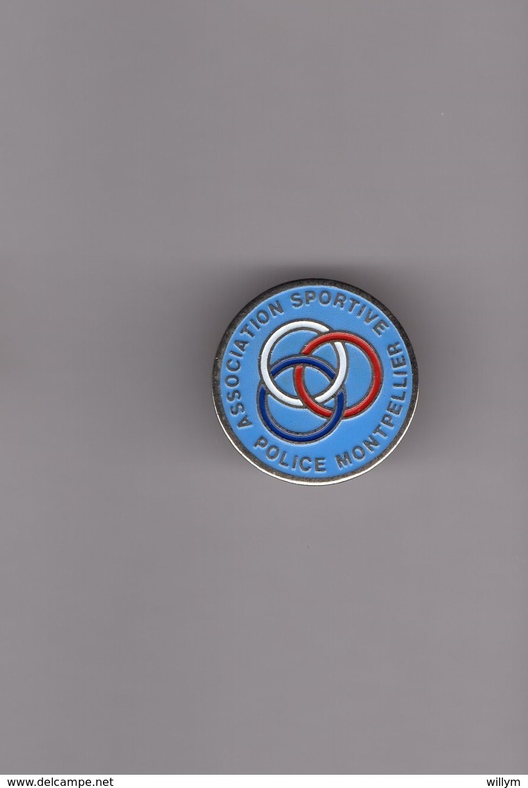 Pin's Association Sportive Police Montpellier (base Argentée) Diamètre: 2,2 Cm - Police